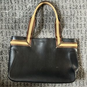 Authentic Vintage GUCCI Web Leather Tote Bag in Black